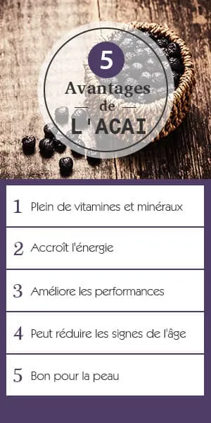 infographie 5 avantages de l'acai pour la santé de l'homme